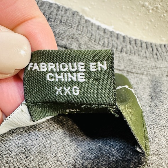 Vintage Eddie Bauer XXL Mens Gray V-Neck Cotton Cashmere Blend Pullover Soft 90s - Picture 6 of 14